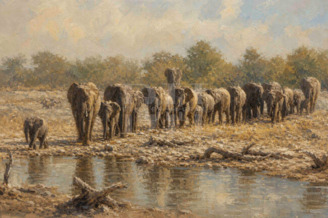 Etosha, big elephant herd coming down to the waterhole.jpg