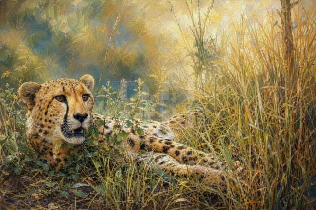 Zululand, on ground level male cheetah watching for prey in high gras.jpg