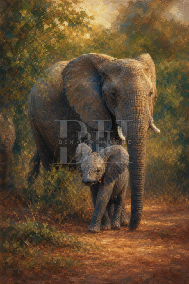 Zululand, young elephant showing mother the way.jpg